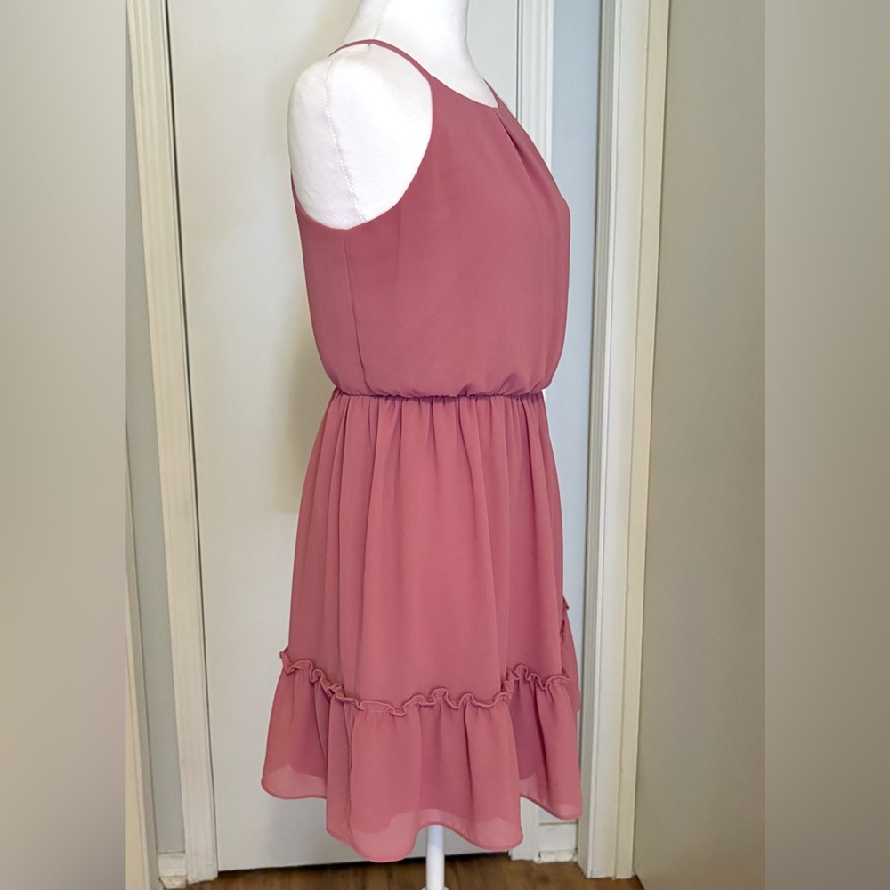 I.N. San Francisco, Rose Pink Mini Halter Dress with Fitted Elastic Waist Size S - Picture 2 of 11